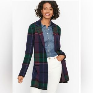 Plaid Merino Sweater Jacket Talbots